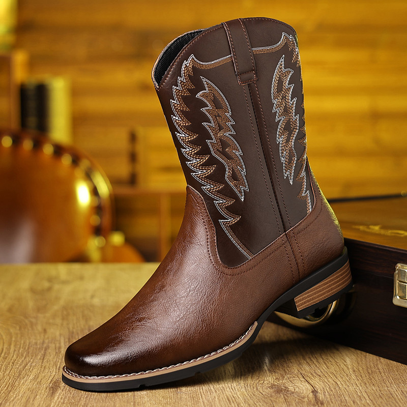 Embroidery Fabric - Botas de vaquero occidentales retro de