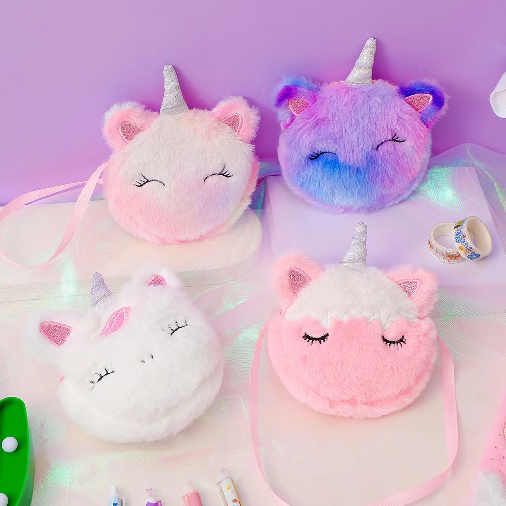 Embroidery Unicorn - Bolso de Hombro de Felpa para