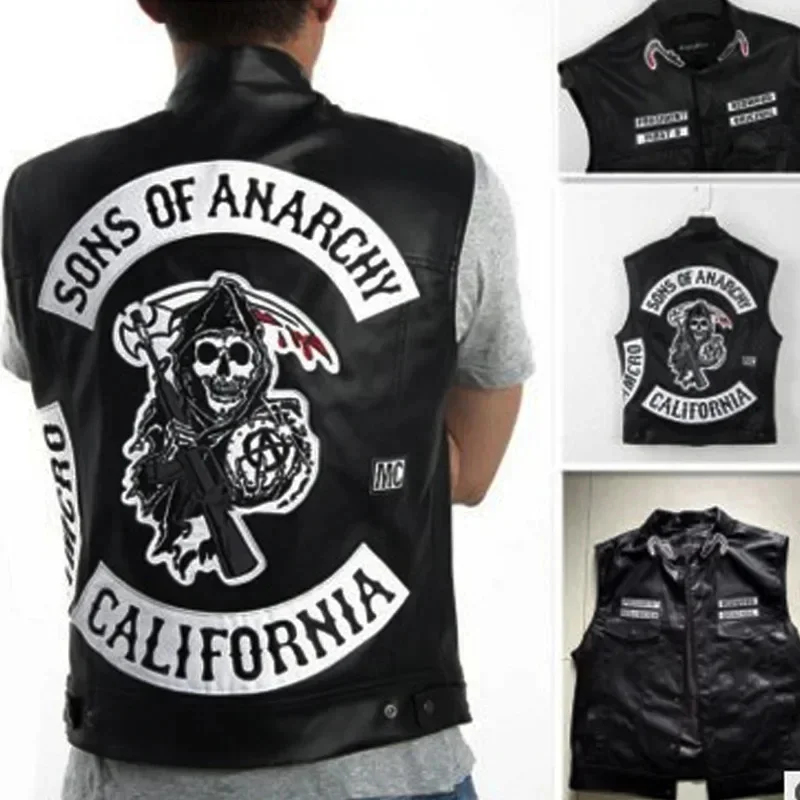 Embroidery Jacket - Chaleco de Cuero ABC123 para Hombre,