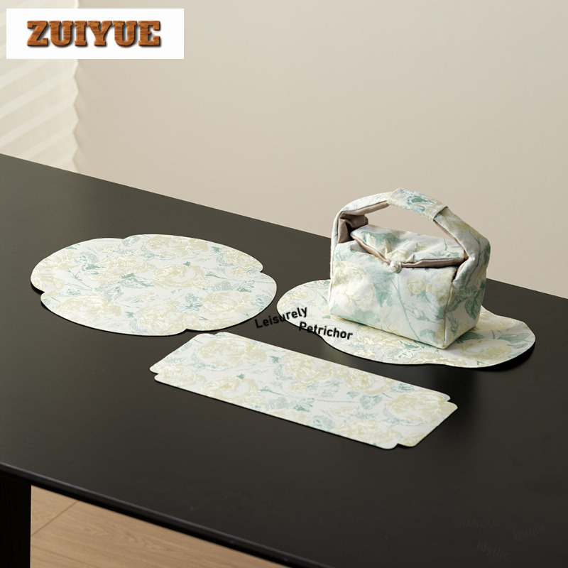 Embroidery Yellow - Manteles de mesa de té con