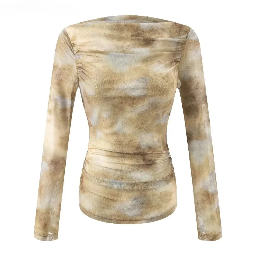 Embroidery Print - Camiseta Sexy con Estampado Tie-Dye y