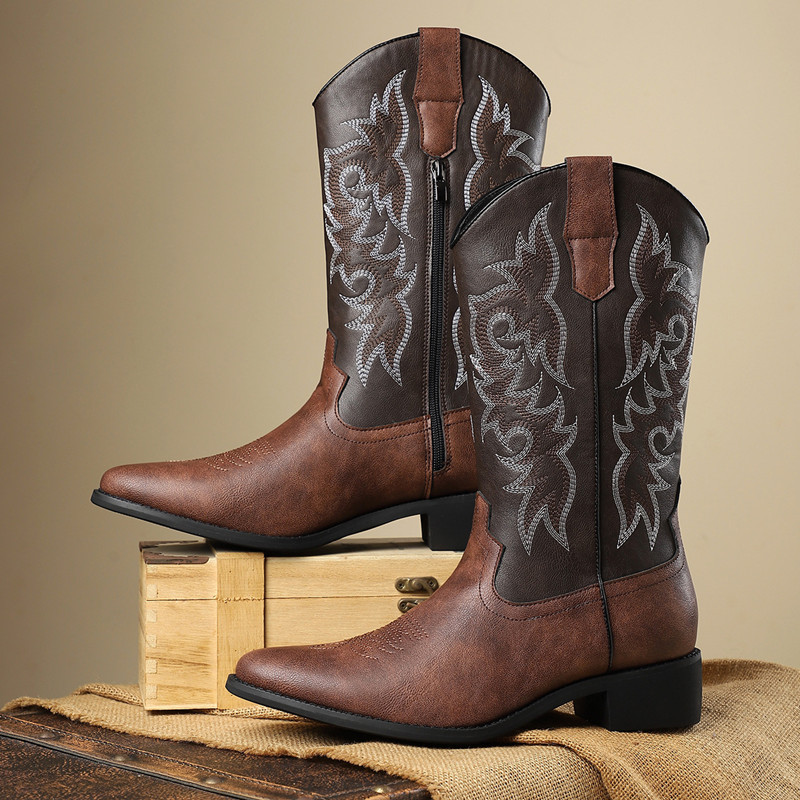 Embroidery Fabric - NUEVAS Botas Altas para Hombre, Bordadas,