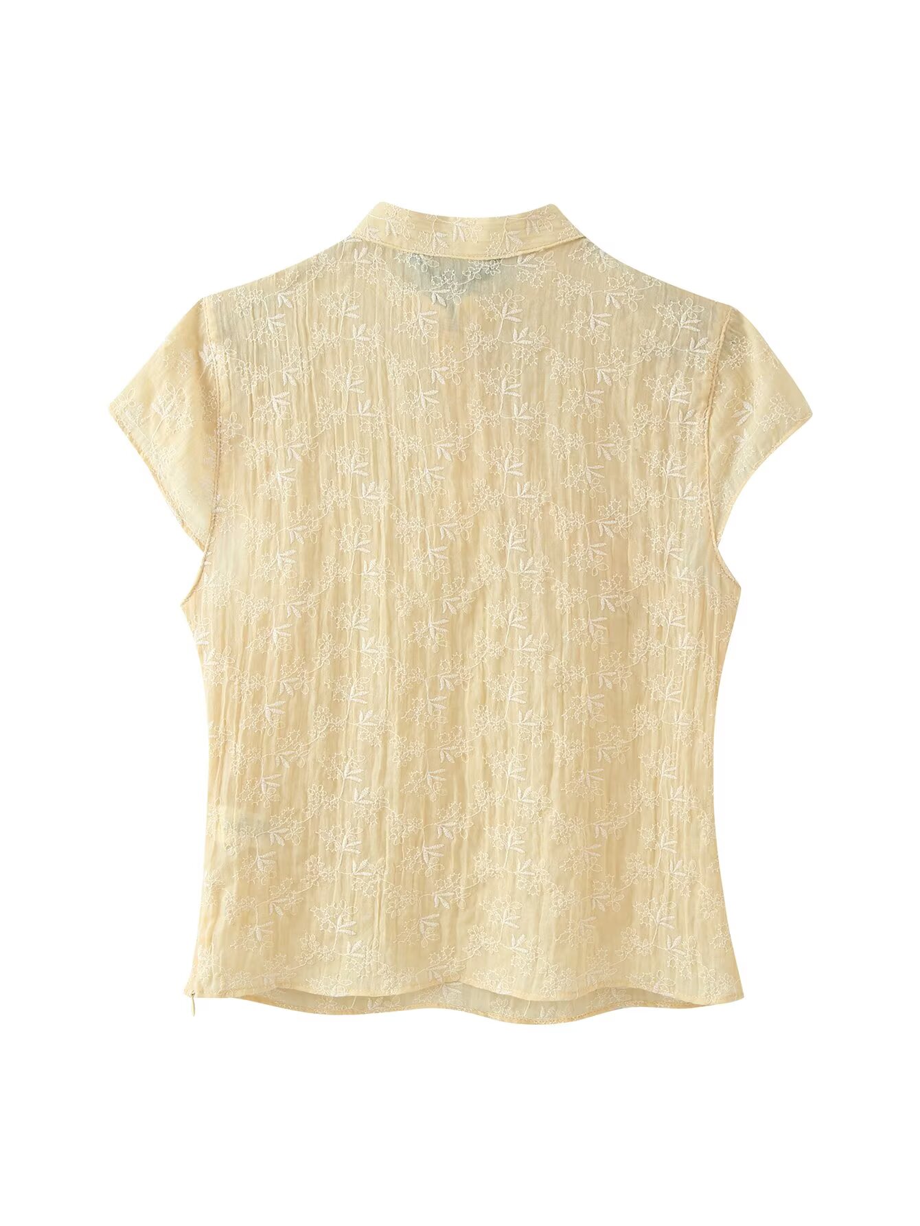 Blusa Qipao con bordado floral - Embroidery Yellow reseña y precio