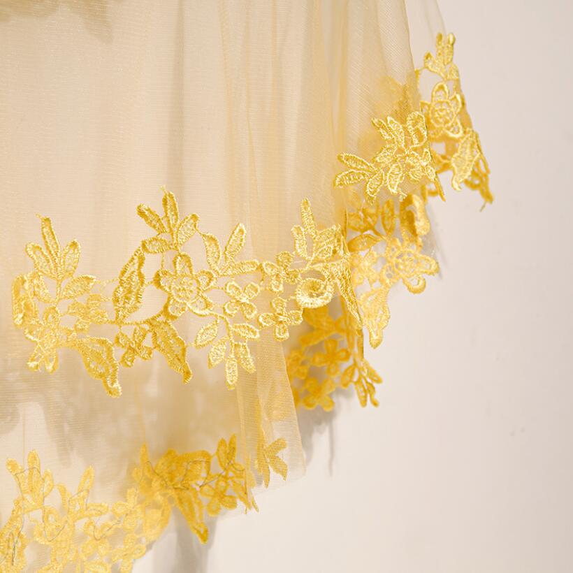 Pashmina de malla amarilla con - Embroidery Yellow reseña y precio